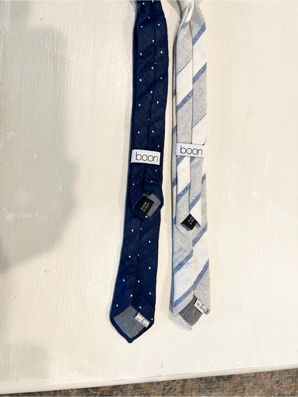 Boon Adjustable Neck Tie Set of 2 Navy Dot & Light Gray Striped 9-13 years (XL)
